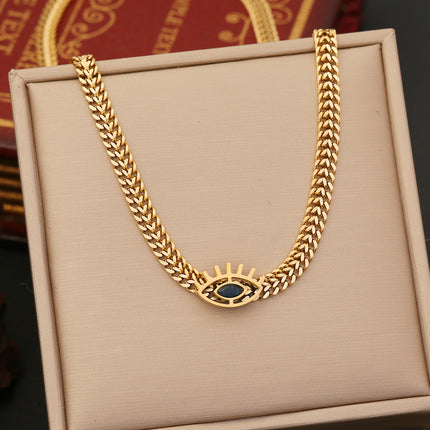 Cross-border new jewelry personalized stainless steel eye necklace fashion flat chain necklace trendy jewelry set N1049