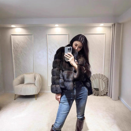 Purple Mink Stand-Up Collar Fur Coat for Women 2025 New Style Loose Slimming Faux Fur Spring Warm Short Coat Fox Fur