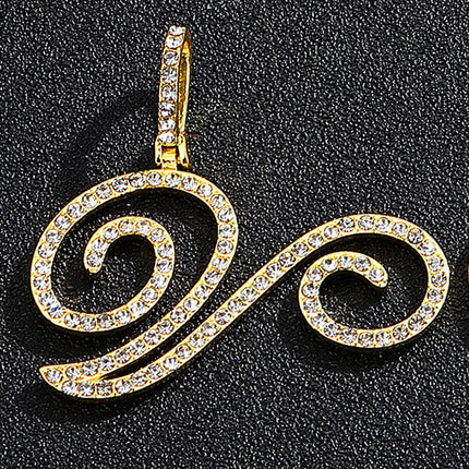 Foreign trade popular products full diamond hip hop jewelry grass letter pendant melon seed buckle Cuban chain accessories Amazon exclusive