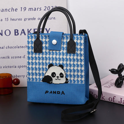Cute Panda National Style Trendy Tote Bag Crossbody Large Handbag All-match Daily Casual Soft Rubber Handle