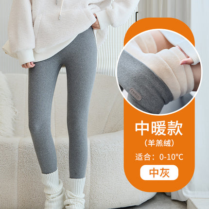 Leggings Winter Fleece-Lined Outer Wear 2025 New Pure Threaded Cotton Thickeneded Cashmere Women's High Waist Gray Thermal Pants