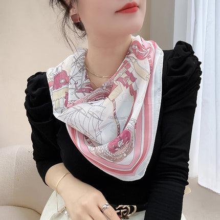 Magnetic buckle summer chiffon breathable sunscreen small square scarf neck scarf women's 2024 new all-match spring and autumn turban