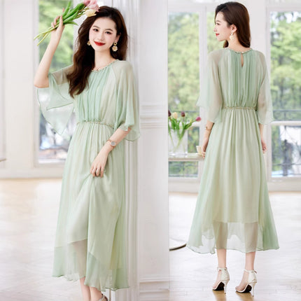 Spring and Summer New Style Elegant Silk Dress High-End Light Luxury Mulberry Silk Dress Light Luxury Style Dress