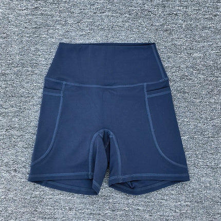 Summer Quick Drying Naked Sports Shorts High Waist Tight Yoga Pants Pocket Running Fitness Shorts 125