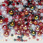 3-10mm flatback pearl resin rhinestones mixed assortment, 30g/pack / Semi-round pearl mixed red and black ab series—k