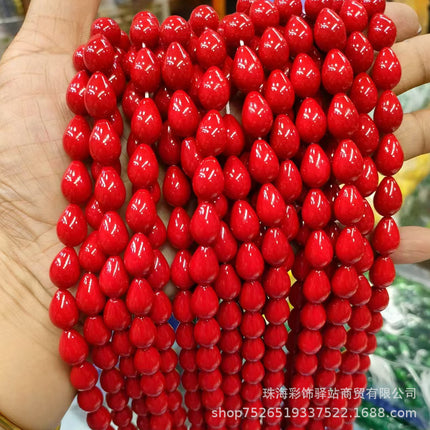 Europe and the United States in stock wholesale 9x 13mm water drop glass beads paint beads do not peel loose beads DIY jewelry accessories
