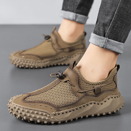 Cross-Border Hot-Selling Summer New Products Hand-Stitched Mesh Shoes Hollow Breathable Casual Men's Outdoor Hiking Shoes River Tracing Shoes
