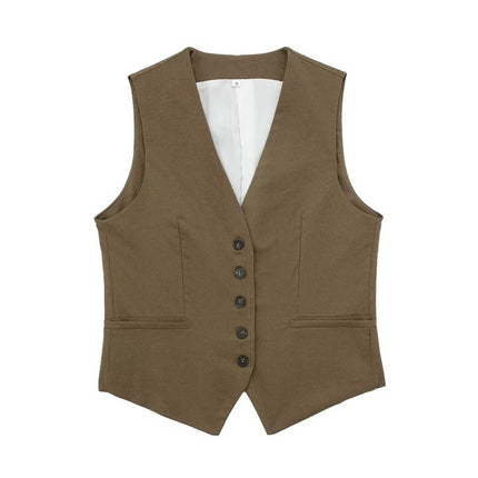 European and American 2023 New Fashion Women's Blended Vest Vest 7747356 High Waist Casual Shorts 7748356 Trendy