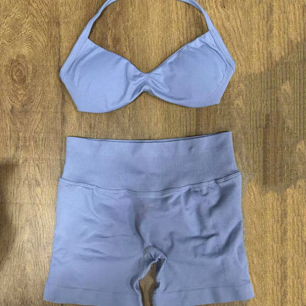 suit DF Amazon Explosions Shorts Small Bra High Elastic Superfine Extinction Nylon Hanging Neck Beauty Back Sports Vest