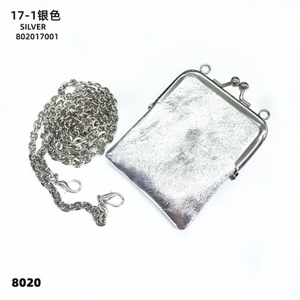 Satin Single Piece Mini Genuine Leather Coin Purse Lipstick Small Bag Buckle Storage Bag Open Buckle Crossbody Headset Bag