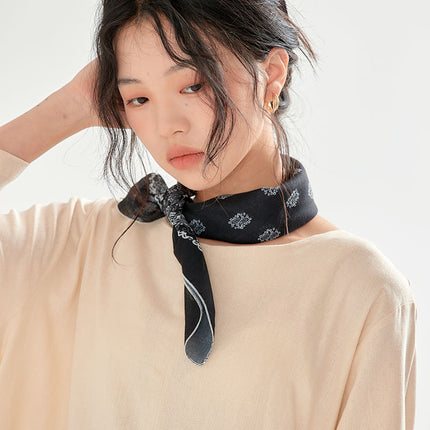 New Ethnic Style Cashew Flower Cotton and Linen Small Square Scarf 58X58 Breathable Retro Decorative Small Scarf Women's Scarf