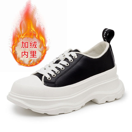Canvas Shoes for Women 2025 New Spring and Summer White Platform Thick-Soled Half-Slip Versatile High-Top Dad Shoes Mcqueen