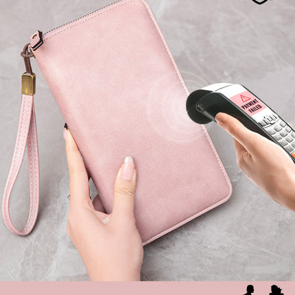 Cross-border New RFID Long Women's Wallet Retro Multi-card Zipper Wallet Simple Large Capacity Clutch
