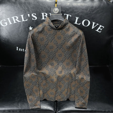 Autumn and Winter New Men's Casual Versatile Light Luxury Quality Half Turtleneck Double-Sided Velvet Bottoming Shirt