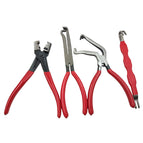 Pure red handle 4-piece set (straight + curved + connector + vise)