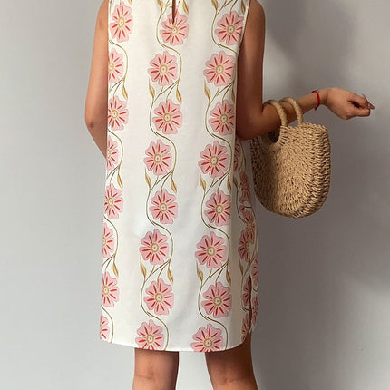 Cross-Border European and American Women's Clothing Summer Fashion Mini Casual Vacation Floral Dress European and American Style