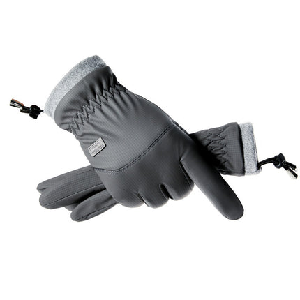 Men's Winter Gloves, Fleece-Lined, Waterproof, for Motorcycle and Electric Bike Riding, Touchscreen-Compatible, Thickened for Delivery Riders