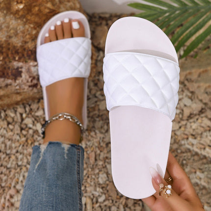 Trendy Women's Plastic Slippers Korean Style Flat Non-Slip Rhinestone Slip-On Fashion Versatile Casual Outdoor Beach Shoes