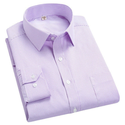 Large Size Men's Shirt Striped Business Casual All-match Easy-to-manage Cardigan Top Long-sleeved Plus-sized Shirt for Men