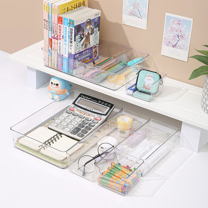 T2219 desktop storage box divided kitchen tableware stationery finishing box transparent plastic desktop storage box
