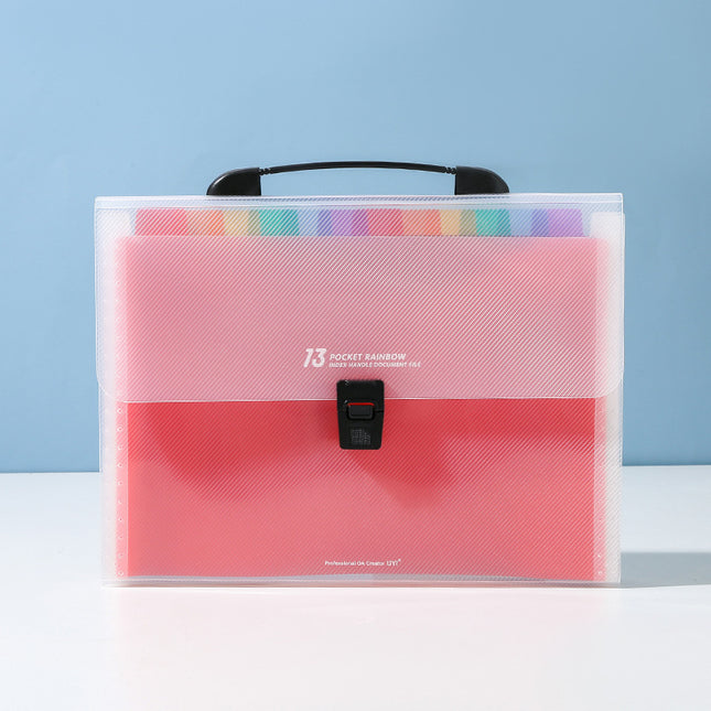 Large Capacity Organ Bag A4 Portable Organ Folder Test Paper File Storage Book Rainbow Inner Page Waterproof PP
