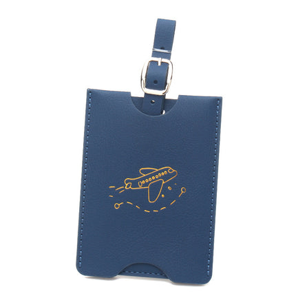 Rfid Anti-Magnetic Airplane Passport Holder Leather Luggage Tag Set Hidden Luggage Identification Card Holder Cross-Border In-Stock