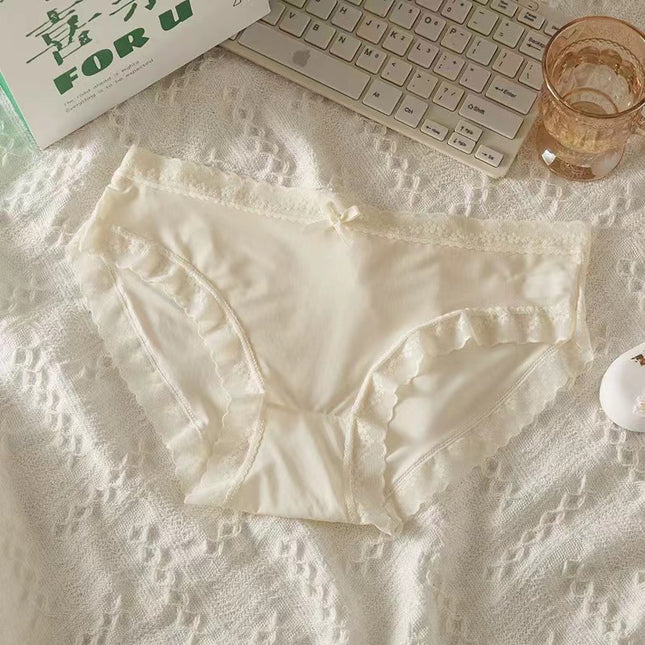 New Cream Girl Underwear Solid Color Seamless Quick-Drying Lace Sexy Ultra-Thin Summer High-End Thin Mask Shorts