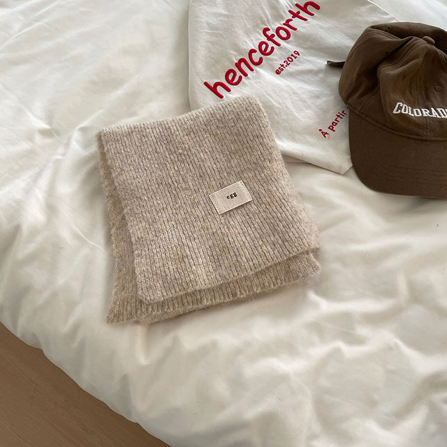 Korean-Korean Egg Standard Solid Color Explosions with Wool Scarf Winter Soft Waxy Knitted Warm Cold-proof Thickened Scarf