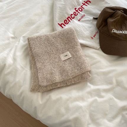 Korean-Korean Egg Standard Solid Color Explosions with Wool Scarf Winter Soft Waxy Knitted Warm Cold-proof Thickened Scarf