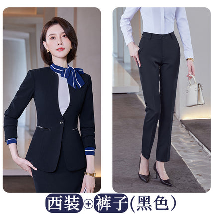 Stewardess uniform professional suit women's autumn and winter fashion front desk beautician work clothes women's professional temperament suit skirt