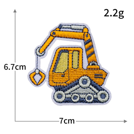 Hot-Selling Computer Embroidery Excavator Engineering Vehicle Bulldozer Cartoon Embroidery Cloth Patch No-Sew Iron-On Hot Melt Adhesive Patch