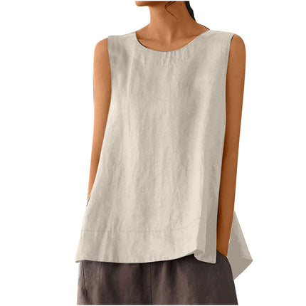 2026 Large Size Loose Casual Cotton and Linen Solid Color Sleeveless Top T-Shirt Camisole Large Size Camisole for Women Plus Size