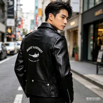 Foreign Trade Wholesale Spring and Autumn New Men's Leather Jackets Korean Style Slim Fit Men's Leather Jackets Large Size Outerwear Leather Jackets Factory Direct Sales