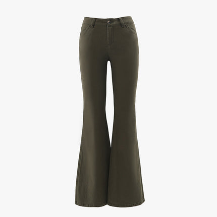 Raccoon House # American Retro Hot Girl Low-Waist Bell-Bottom Pants Autumn New Slim Fit Stretchy Versatile Jeans for Women