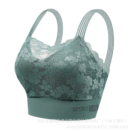 New Sexy French Style Lace Bra Beautiful Back Anti-Light Breathable Non-Steel Ring Gather-up Underwear Women's Vest Bra