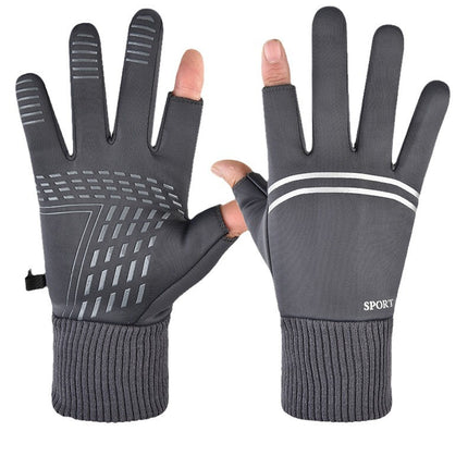 Cycling Warm Gloves Men's Autumn and Winter New Outgoing fleece-lined Thickened Windproof Cycling Touch Screen Non-slip Warm Gloves