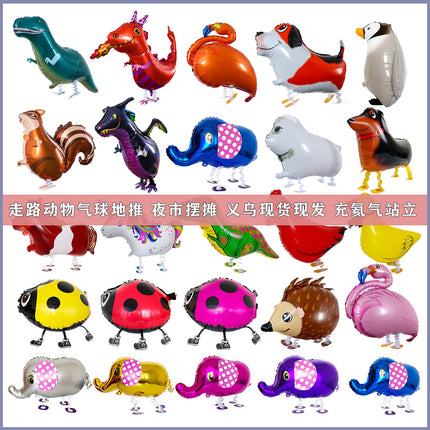 Walking animal balloon online celebrity cartoon walking pig balloon night market stall push aluminum film balloon wholesale