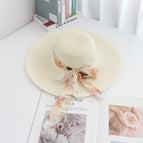Wide brim chiffon headband - creamy white / M（56-58cm）