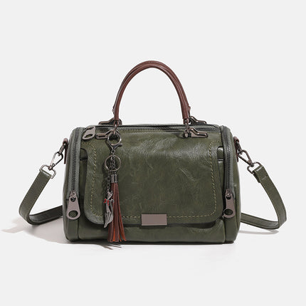 2024 Autumn and Winter New Korean-style Easy-to-fit Retro Shoulder Crossbody Boston Pillow Bag Women's Hand Tassled Bag