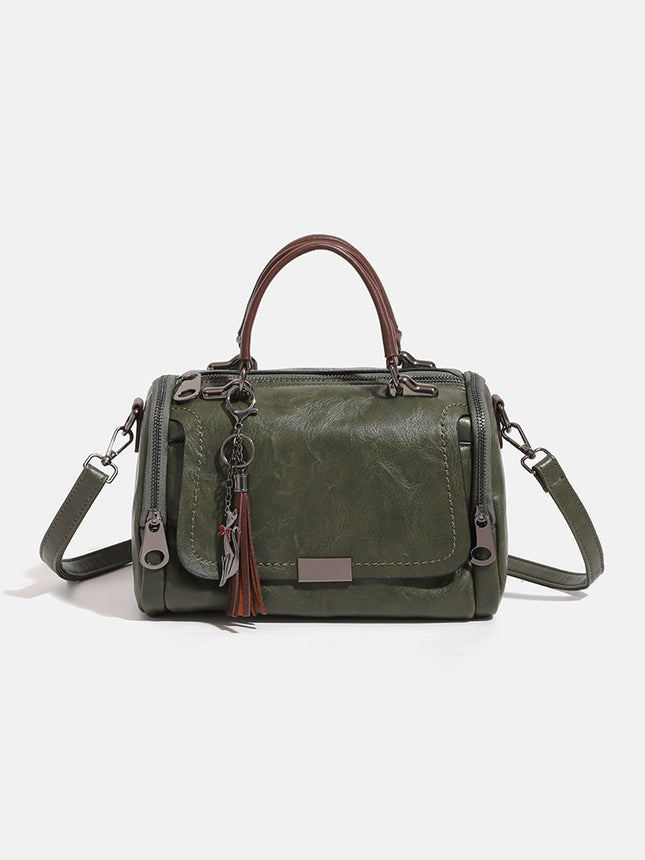 2024 Autumn and Winter New Korean-style Easy-to-fit Retro Shoulder Crossbody Boston Pillow Bag Women's Hand Tassled Bag