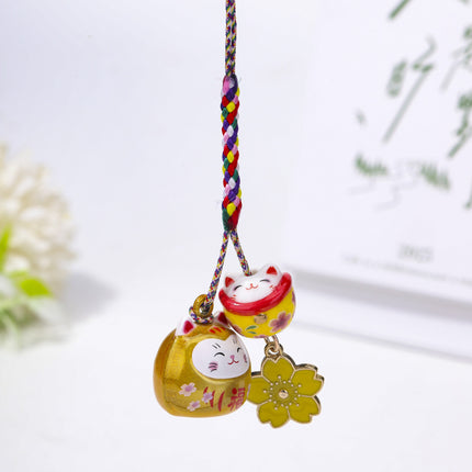 Magic Color Water Bell Cherry Blossom Lucky Cat Mobile Phone Chain Lucky Nafu Gemini Cat Cute Pendant Key Bag Pendant