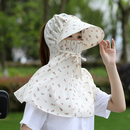 Spring and Summer Sunscreen Mask Neck Protection Integrated Hat Women's Sunshade Hat Outdoor Tea Picking Work Face Covering UV Protection