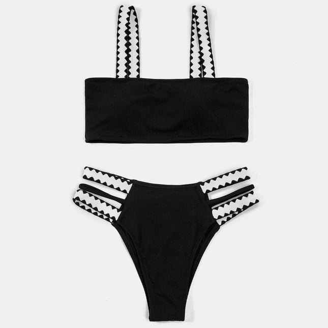 Billion Swimming 2024 New Black and White Bikini Bikini European and American Split suit Swimsuit Women's Bikini Swimsuit Cross-border