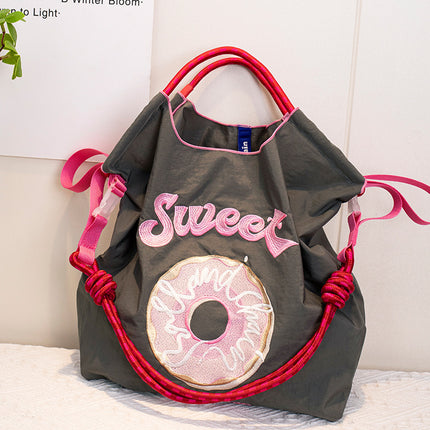 ball chain Japanese high quality eco-friendly shopping bag embroidered hand canvas bag nylon shopping bag