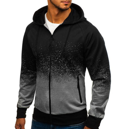 2024 New Autumn and Winter Sports Casual Cardigan Digital Printing Hoodie Jacket Men's Gradient Design Top