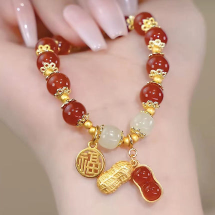 New Chinese-Style Ancient Beaded Elastic String Bracelet, Sweet Girl's Glass Bracelet, Night Market Stall, Cross-Border Live Broadcast Jewelry