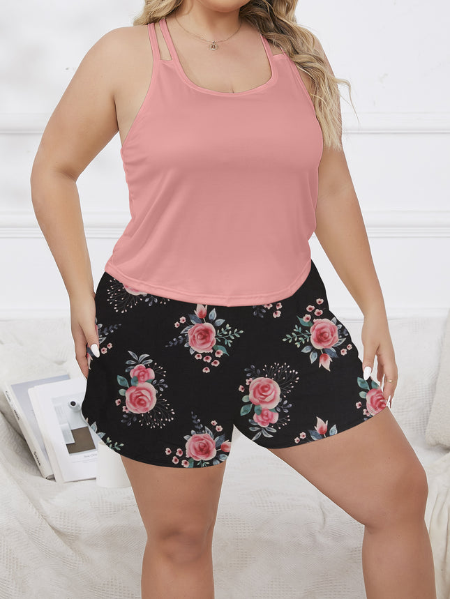 Cross-border Foreign Trade Wholesale Pajamas Women's Summer Sling Plus Size Shorts Loose Cute Girl's Thin Home Clothes