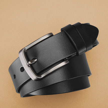 Men's Vintage Leather Belt with Pin Buckle, Foreign Trade Business Fashion Casual Japanese-Style Alloy Buckle Waist Belt, Factory Direct Delivery