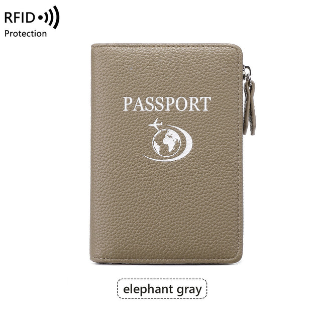 Cross-Border New Multifunctional Rfid Passport Holder with Pebbled Texture Wallet, Travel Ticket Holder, Anti-Theft Portable Passport Holder