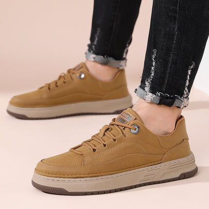 High-grade Sneakers Men's Shoes 2024 Spring Genuine Leather New All-match Breathable Casual Leather Shoes Men's Casual Shoes Sneakers
